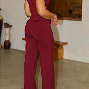 Elegant Burgundy Women's Jumpsuit
